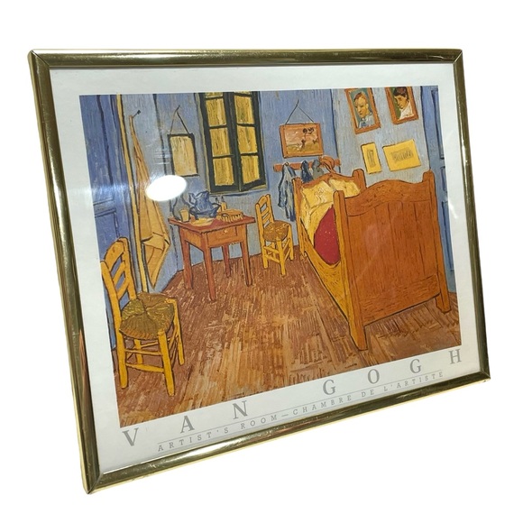 Vintage 1990s Framed 10"x8" Art Print - Van Gogh "The Bedroom" October 1889 - Picture 3 of 11